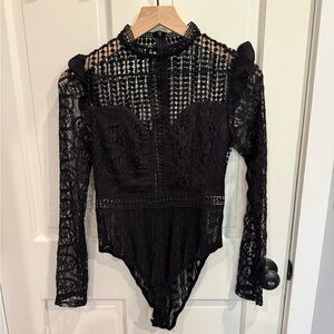 Chic Black Lace Women's Bodysuit
